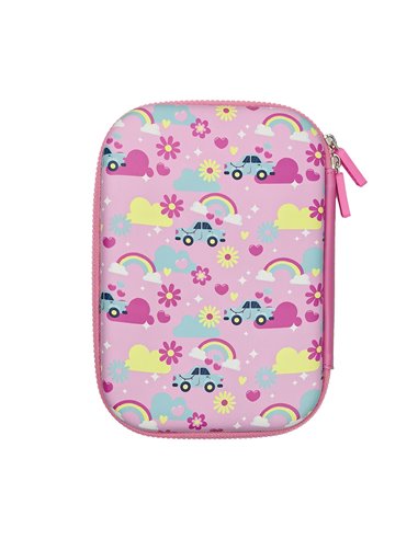 Penar neechipat 3D S-COOL SC3308, 1 fermoar, 22.5 x 15.5 x 6 cm, Motiv Happy rainbow