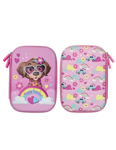 Penar neechipat 3D S-COOL SC3308, 1 fermoar, 22.5 x 15.5 x 6 cm, Motiv Happy rainbow