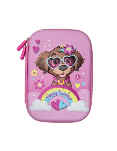 Penar neechipat 3D S-COOL SC3308, 1 fermoar, 22.5 x 15.5 x 6 cm, Motiv Happy rainbow