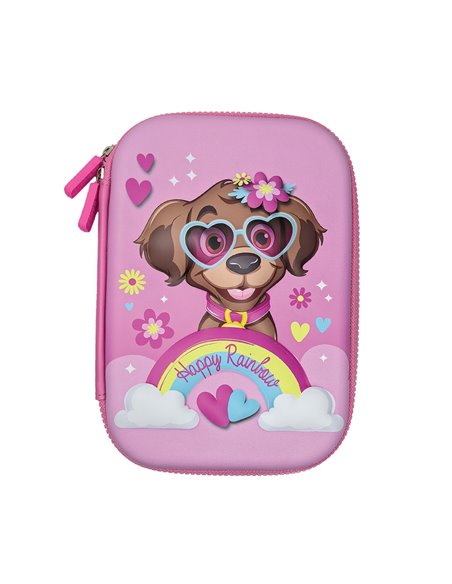 Penar neechipat 3D S-COOL SC3308, 1 fermoar, 22.5 x 15.5 x 6 cm, Motiv Happy rainbow