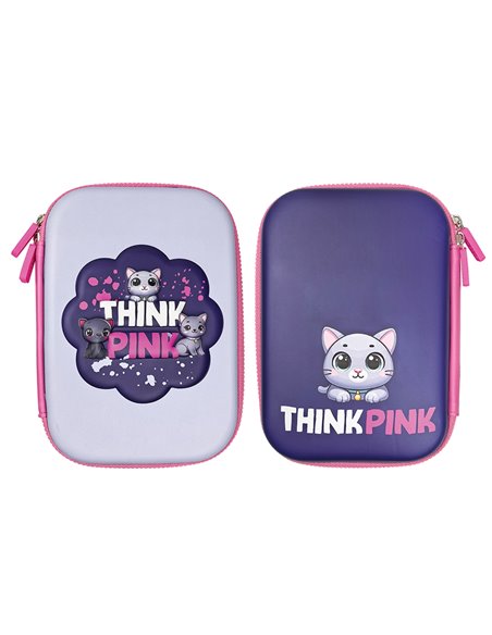 Penar neechipat 3D S-COOL SC3307, 1 fermoar, 22.5 x 15.5 x 6 cm, Motiv Think pink