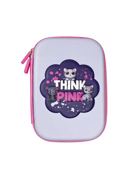 Penar neechipat 3D S-COOL SC3307, 1 fermoar, 22.5 x 15.5 x 6 cm, Motiv Think pink