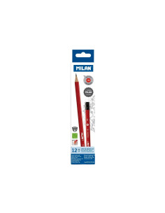 0712170312-12,Creion grafit cu radiera hexagonal HB MILAN - Set 12