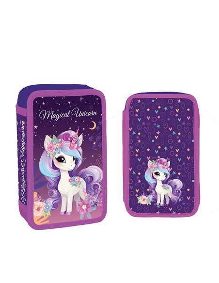 Penar echipat cu 2 fermoare S-COOL SC3278, 29 piese, Magical unicorn