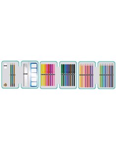 Penar echipat cu 3 fermoare S-COOL SC3287, 39 piese, Rainbow 2