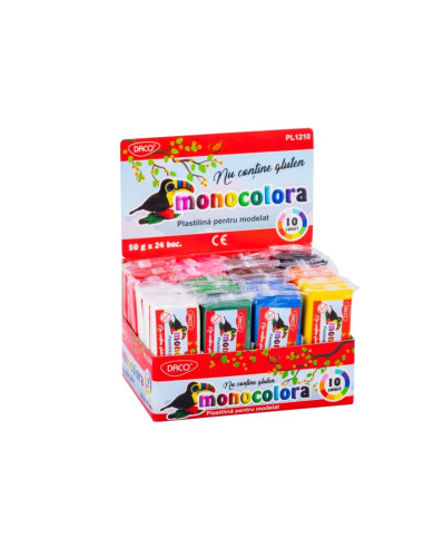 PL1210-24,Plastilina 50 g Monocolora DACO - Set 24