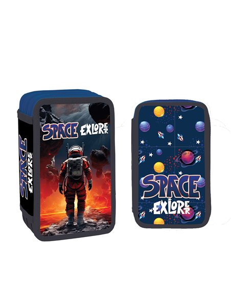 Penar echipat cu 3 fermoare YOLLO YL151, 38 piese, Space Explorer
