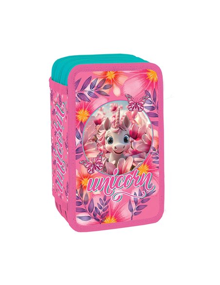 Penar echipat cu 3 fermoare YOLLO YL144, 38 piese, Unicorn