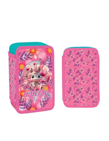 Penar echipat cu 3 fermoare YOLLO YL144, 38 piese, Unicorn
