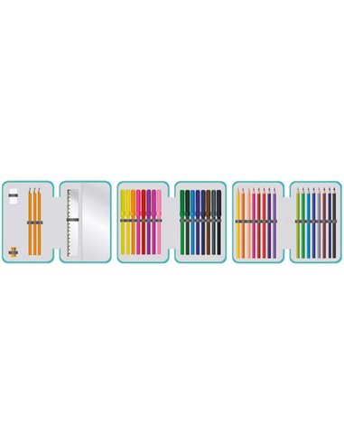 Penar echipat cu 3 fermoare YOLLO YL144, 38 piese, Unicorn