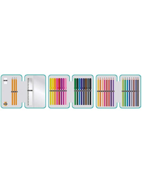 Penar echipat cu 3 fermoare YOLLO YL144, 38 piese, Unicorn