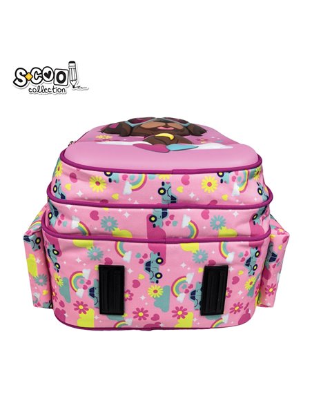 Ghiozdan scoala 3D ergonomic S-COOL SC3323, 43 x 30 x 22 cm, Motiv Happy rainbow