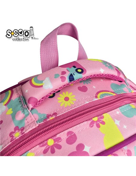 Ghiozdan scoala 3D ergonomic S-COOL SC3323, 43 x 30 x 22 cm, Motiv Happy rainbow