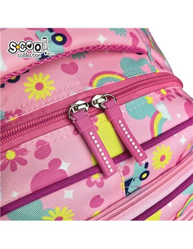 Ghiozdan scoala 3D ergonomic S-COOL SC3323, 43 x 30 x 22 cm, Motiv Happy rainbow