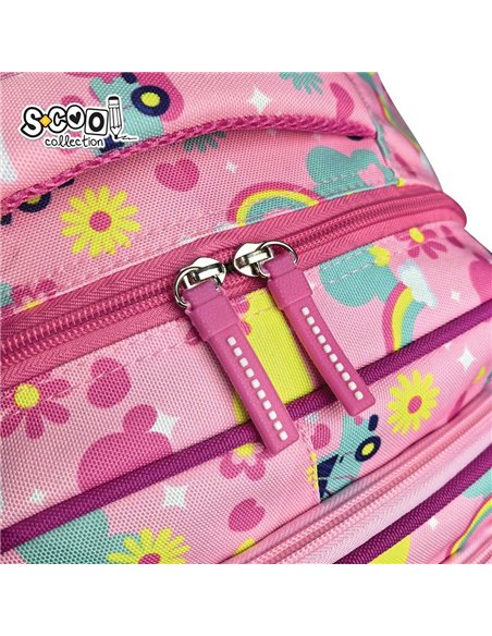 Ghiozdan scoala 3D ergonomic S-COOL SC3323, 43 x 30 x 22 cm, Motiv Happy rainbow