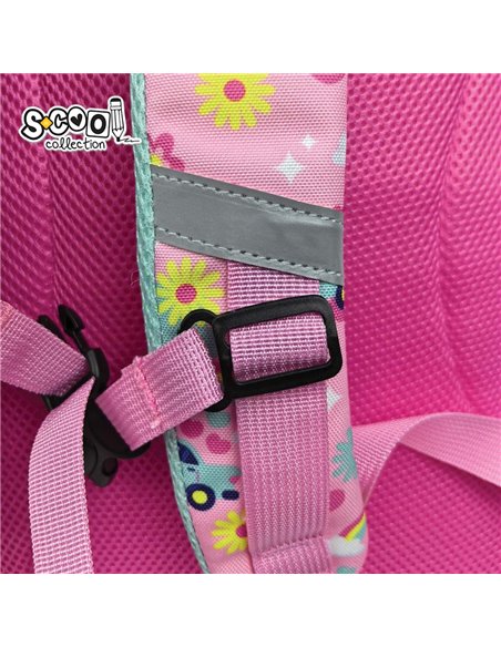 Ghiozdan scoala 3D ergonomic S-COOL SC3323, 43 x 30 x 22 cm, Motiv Happy rainbow