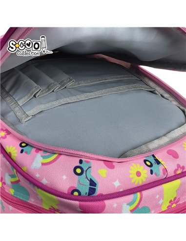 Ghiozdan scoala 3D ergonomic S-COOL SC3323, 43 x 30 x 22 cm, Motiv Happy rainbow