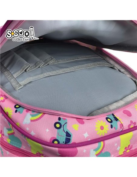 Ghiozdan scoala 3D ergonomic S-COOL SC3323, 43 x 30 x 22 cm, Motiv Happy rainbow