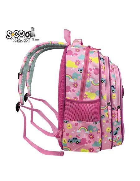 Ghiozdan scoala 3D ergonomic S-COOL SC3323, 43 x 30 x 22 cm, Motiv Happy rainbow