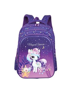 Ghiozdan scoala 3D ergonomic S-COOL SC3372, 43 x 30 x 22 cm, Motiv Magical unicorn