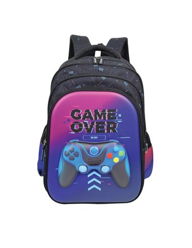 Ghiozdan scoala 3D ergonomic S-COOL SC3326, 43 x 30 x 22 cm, Motiv Game over