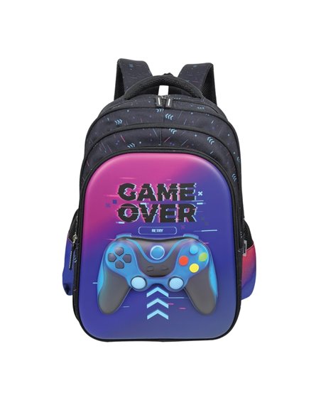 Ghiozdan scoala 3D ergonomic S-COOL SC3326, 43 x 30 x 22 cm, Motiv Game over