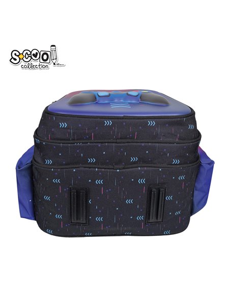 Ghiozdan scoala 3D ergonomic S-COOL SC3326, 43 x 30 x 22 cm, Motiv Game over