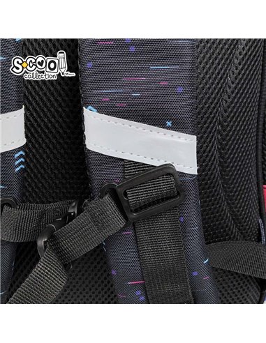 Ghiozdan scoala 3D ergonomic S-COOL SC3326, 43 x 30 x 22 cm, Motiv Game over