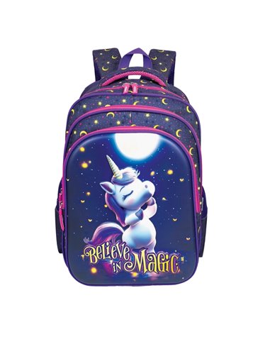Ghiozdan scoala 3D ergonomic S-COOL SC3322, 42 x 30 x 22 cm, Motiv Believe in magic