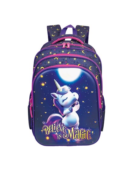 Ghiozdan scoala 3D ergonomic S-COOL SC3322, 42 x 30 x 22 cm, Motiv Believe in magic