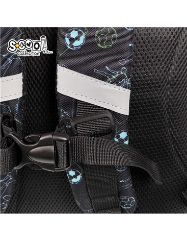 Ghiozdan scoala 3D ergonomic S-COOL SC3325, 42 x 30 x 22 cm, Motiv Football