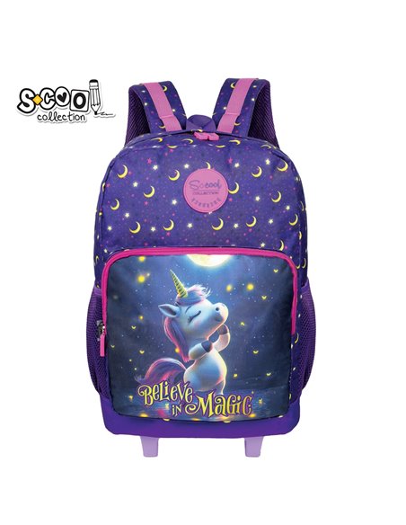 Ghiozdan scoala tip troller S-COOL SC3446, 45 x 32 x 16.5 cm, Believe in magic