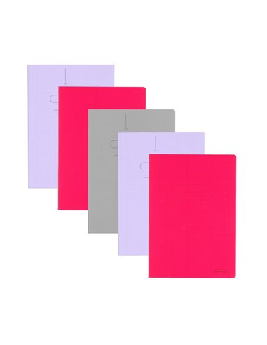 Set 5 caiete A4 Herlitz 400211750, 60 file, 70 g/mp, matematica, coperta plastic, Diverse culori