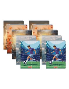 Set 10 caiete A5 Herlitz, 48 file, 70 g/mp, dictando, Motiv Megamix 2