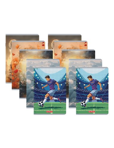 Set 10 caiete A5 Herlitz, 48 file, 70 g/mp, dictando, Motiv Megamix 2