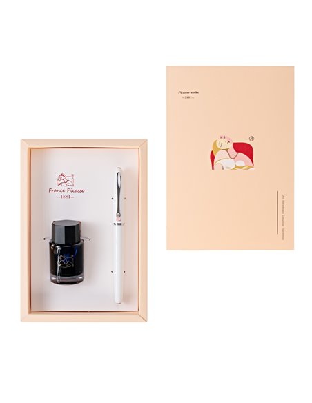 Set cadou stilou + calimara PICASSO 656W, Alb