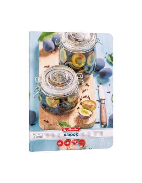 Set 5 caiete A4 Herlitz, 60 file, 70 g/mp, matematica, Motiv Healthy snack