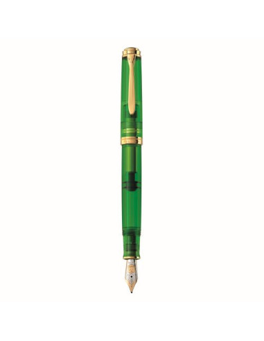 821452,Stilou Pelikan Souveran M800, penita M aur 18K, accesorii placate cu rodiu, cutie cadou, Green demonstrator