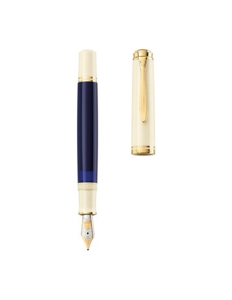 827270,Stilou Pelikan Souveran M800, penita M aur 18K, accesorii placate cu aur, cutie cadou, Cream blue