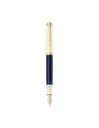 827270,Stilou Pelikan Souveran M800, penita M aur 18K, accesorii placate cu aur, cutie cadou, Cream blue