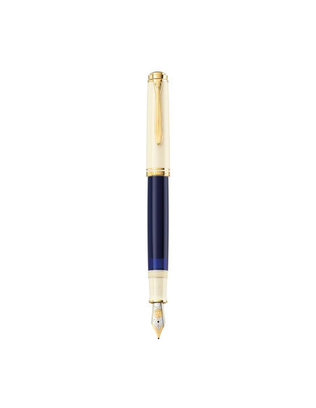 827270,Stilou Pelikan Souveran M800, penita M aur 18K, accesorii placate cu aur, cutie cadou, Cream blue