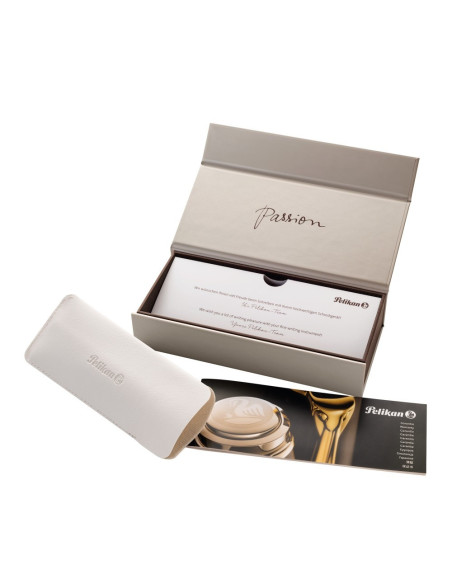 827270,Stilou Pelikan Souveran M800, penita M aur 18K, accesorii placate cu aur, cutie cadou, Cream blue