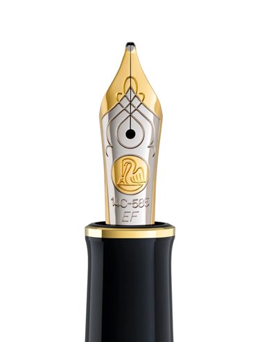 Stilou Pelikan Souveran M600 EF Art Collection Glauco Cambon, penita aur 14K, accesorii placate aur 24K, cutie cadou, Negru