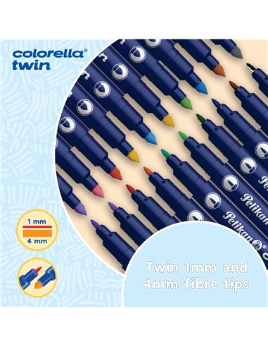 400207804,Carioci Pelikan Colorella Twin C304 + highlighter dublu, 10 bucati, 20 culori