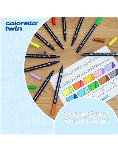 400207804,Carioci Pelikan Colorella Twin C304 + highlighter dublu, 10 bucati, 20 culori