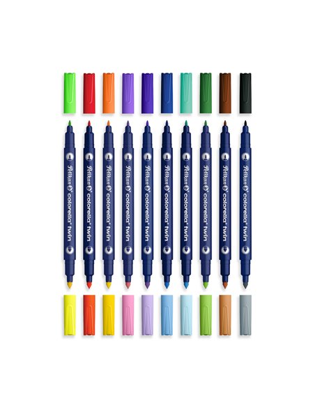 400207804,Carioci Pelikan Colorella Twin C304 + highlighter dublu, 10 bucati, 20 culori