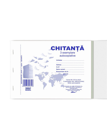 CHITANTIERA63EX,Chitantier A6 3 exemplare autocopiative 150 file L03448