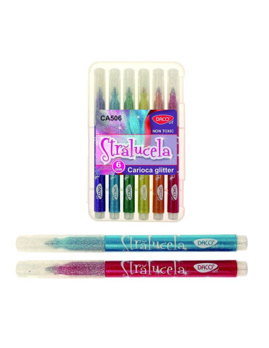 CA506,Carioca 6 culori glitter Stralucela DACO