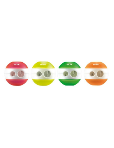 20156824FL-24,Ascutitoare dubla cu container Sphere fluo MILAN - Set 24