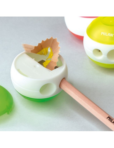 20156824FL-24,Ascutitoare dubla cu container Sphere fluo MILAN - Set 24